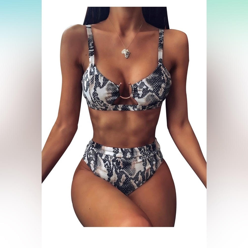 🩷NWT-High Waisted Sexy Snakeskin Print Brazilian 2 Piece bikini SZ M &L🩷